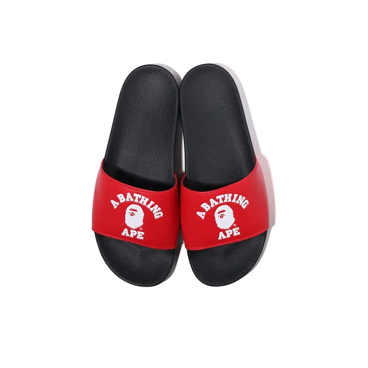 A BATHING APE Rubber Sole Abrasion Resistant Slip Resistant Slide Slippers Men's Black Red-2
