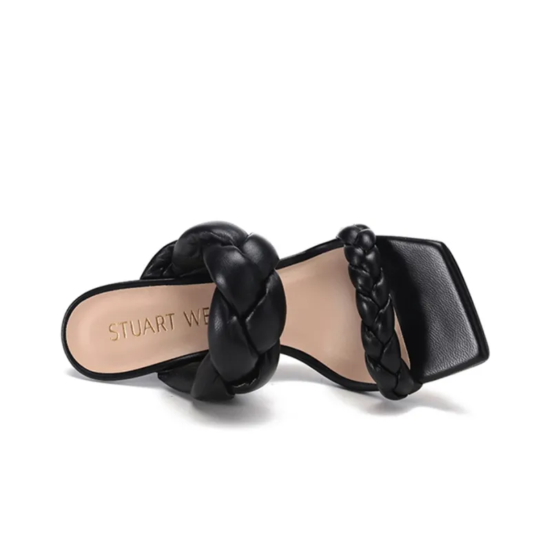 Stuart Weitzman/SW Playa Slide Slippers 10cm Women's Black-4