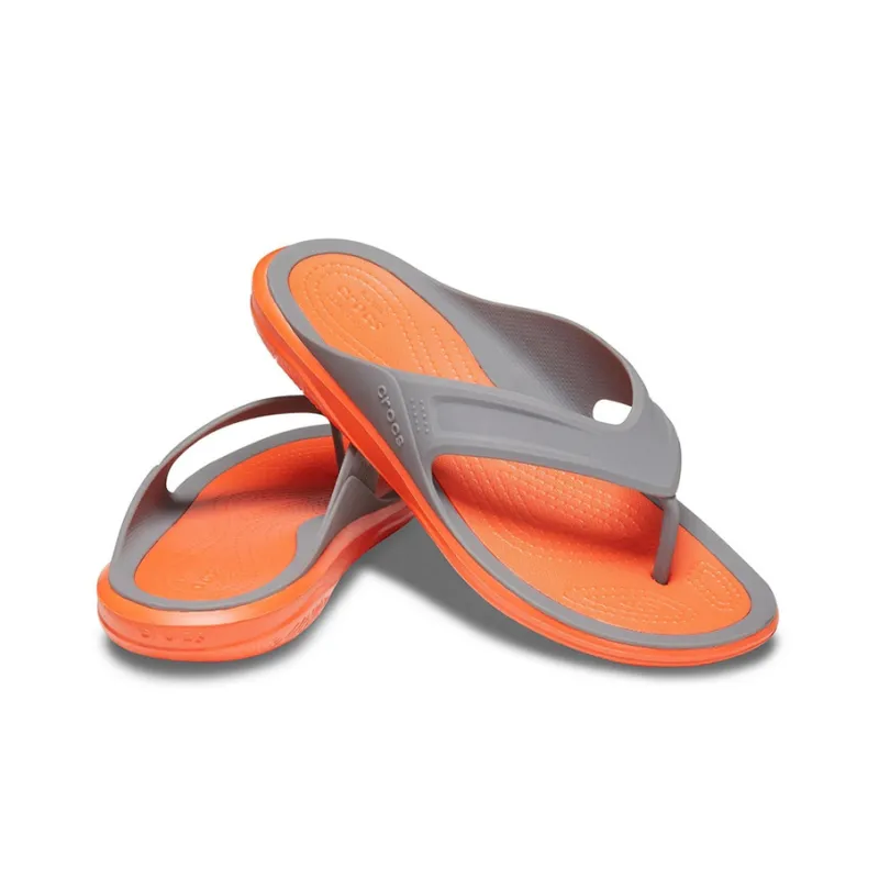 Crocs Swiftwater Wave Flip Flops 'Orange Grey'-3