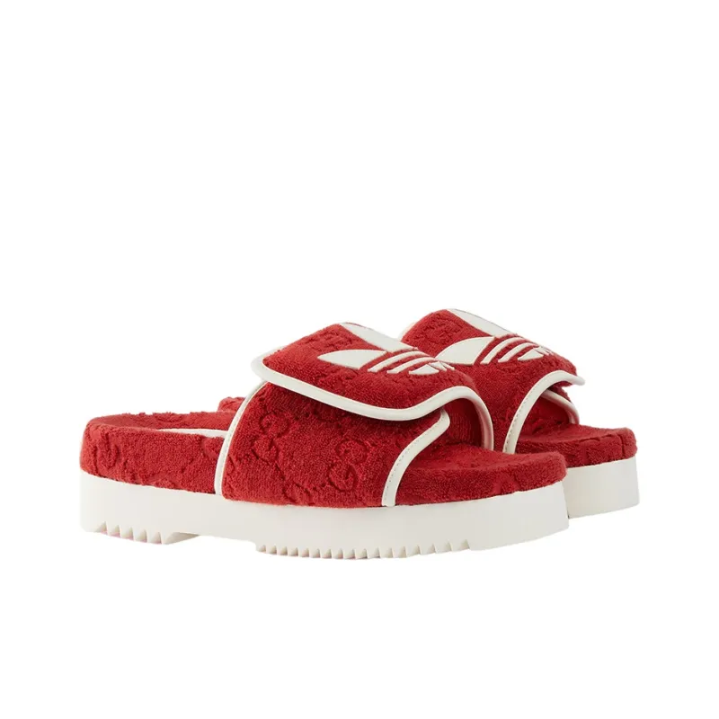 GUCCI Adidas X GUCCI Monogram Slide Red Women's-1