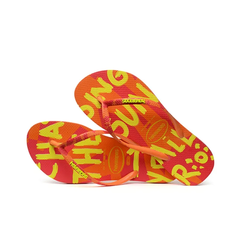 Havaianas Slim Summer Rubber Sole Slide Slippers Women's Pumpkin Orange-3