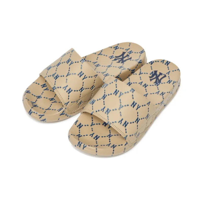 MLB Dia Monogram Rubber Sole Abrasion Resistant Slide Slippers Unisex Brown-2