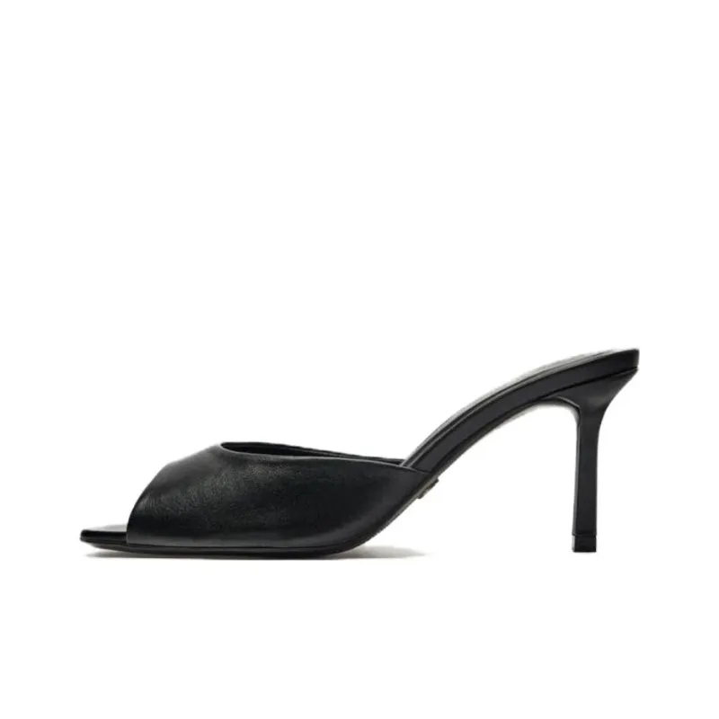ZARA Rubber Sole Slide Slippers Women's Black-0