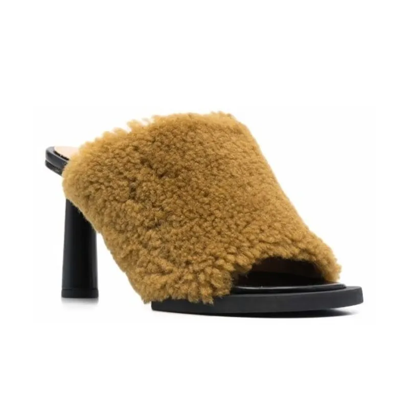 Jacquemus Shearling Asymmetric 75mm Mules-2