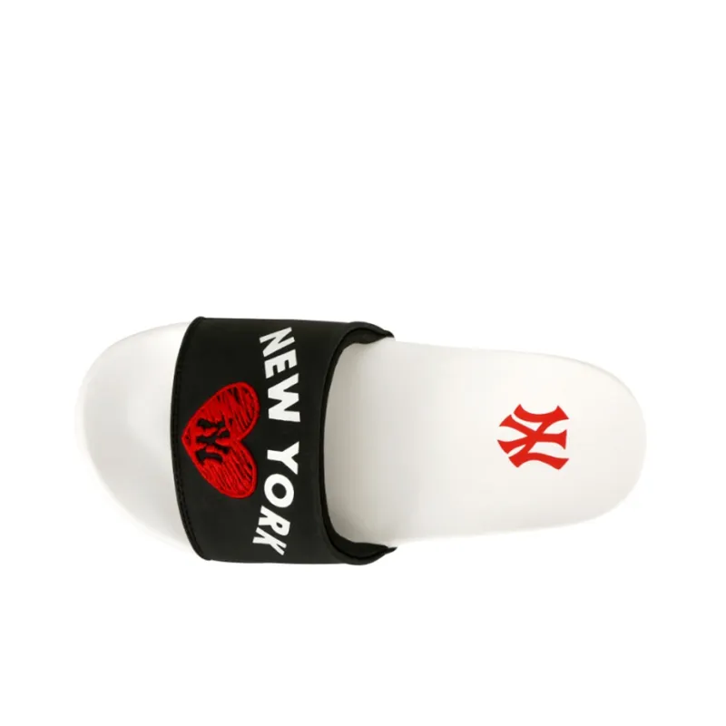 MLB Slipper Rubber Sole Odor Resistant Slide Slippers Unisex Black White-1