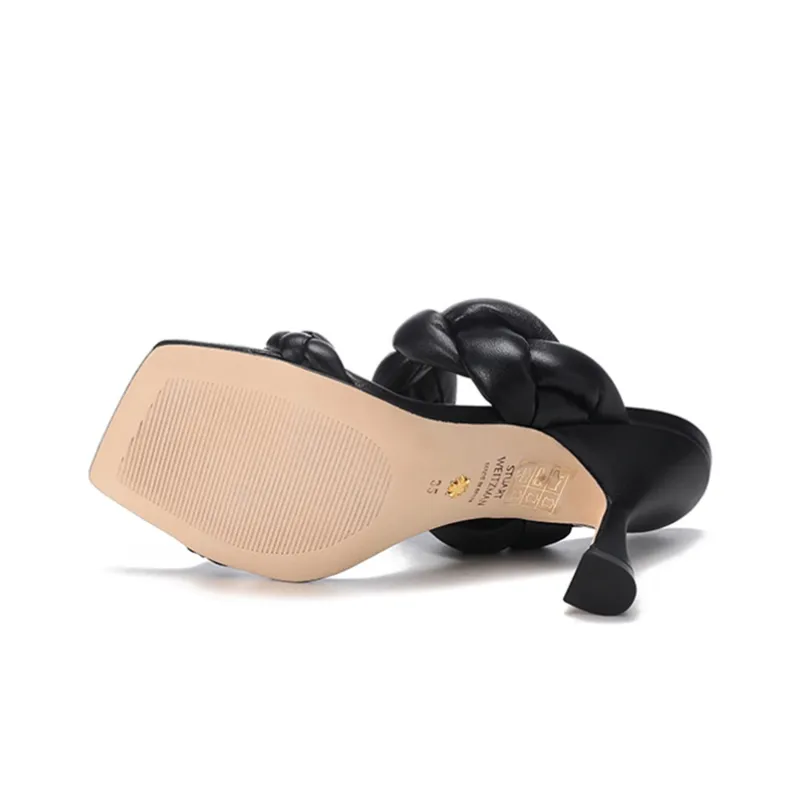 Stuart Weitzman/SW Playa Slide Slippers 10cm Women's Black-5