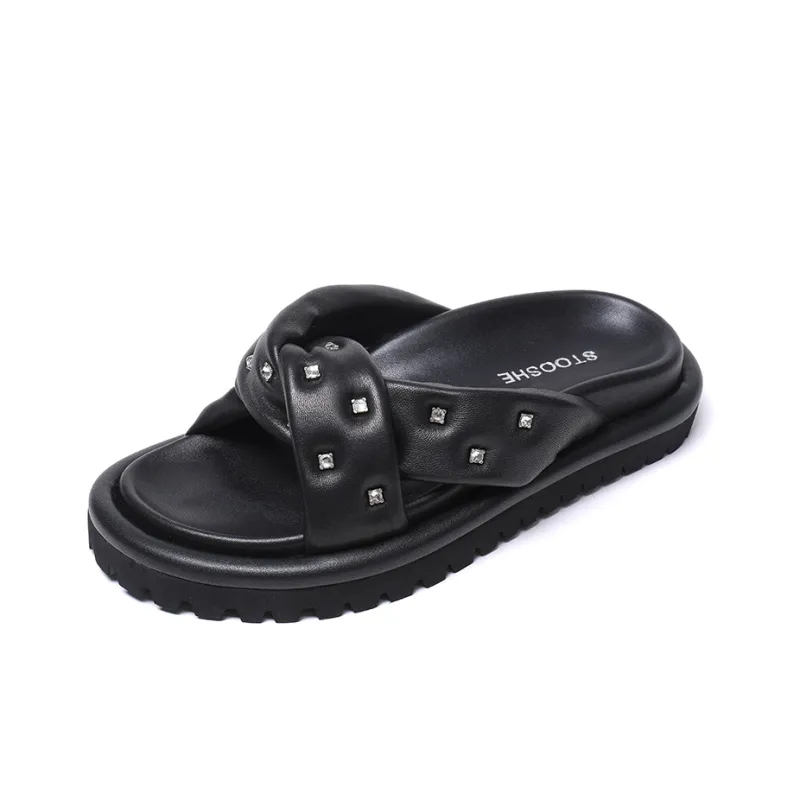 STOOSHE Slide Slippers Women's Black-1