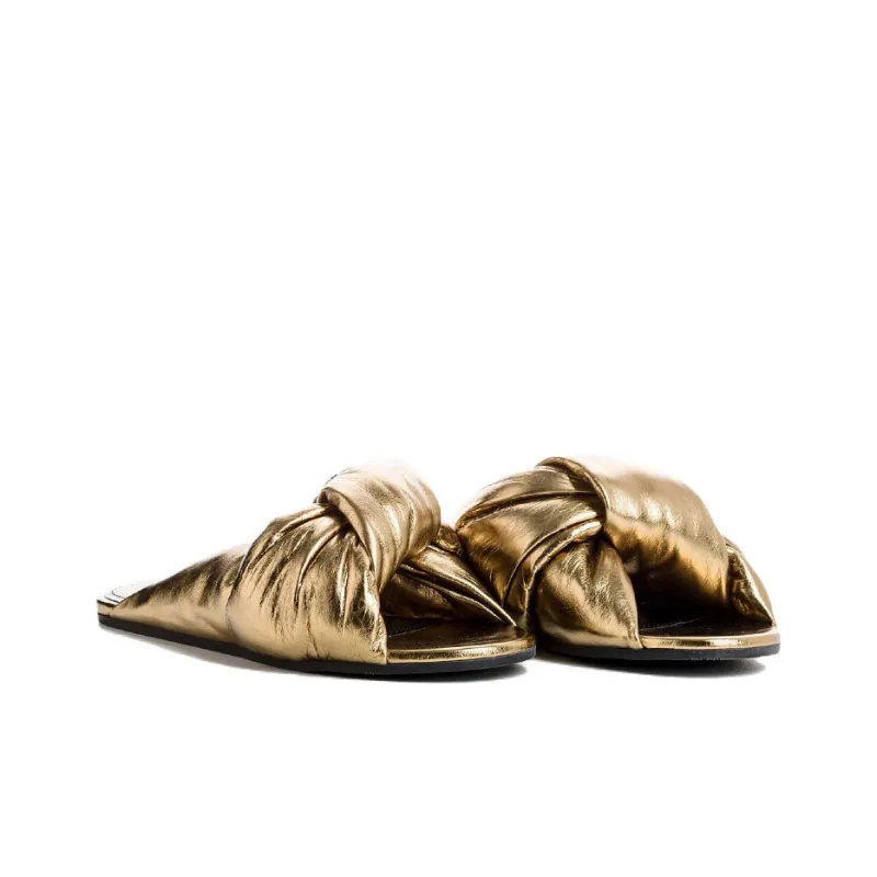 Balenciaga Drapy Slide Slippers Women's Gold-2