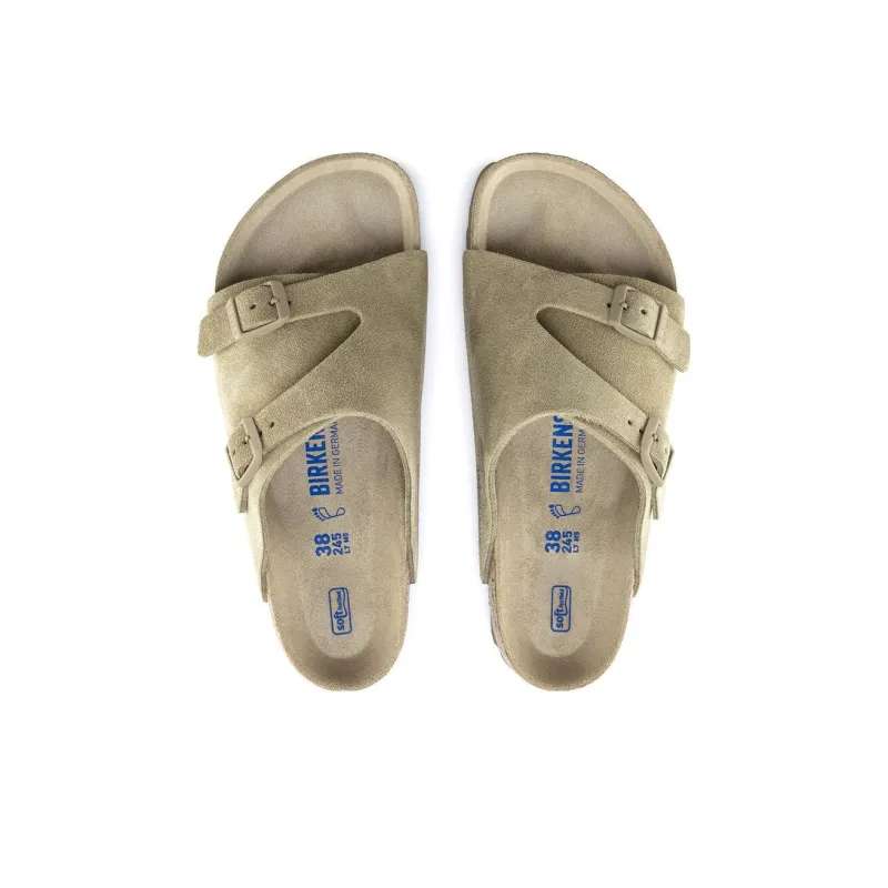 Birkenstock Zurich Soft Footbed Suede Sandals'Faded Khaki'-2