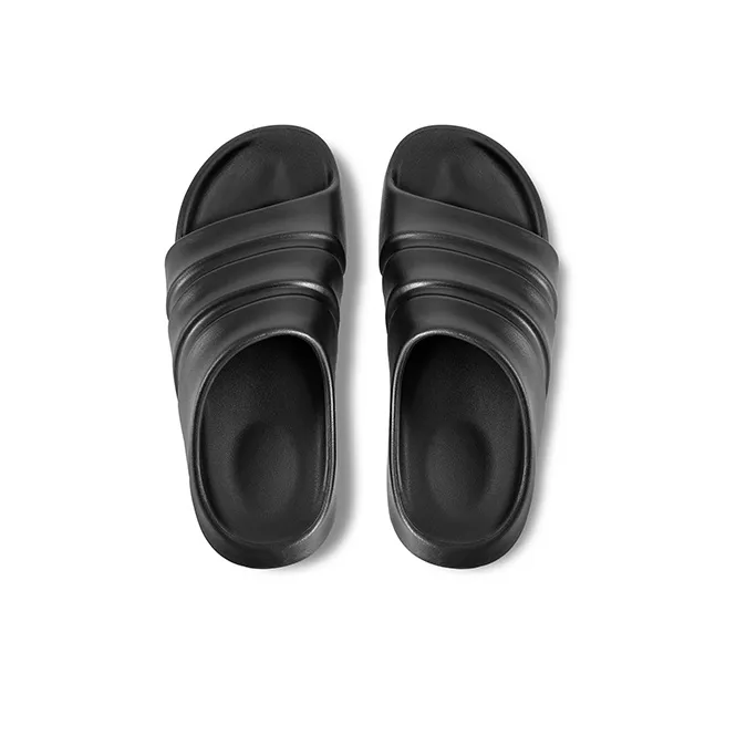 GOTO Quiet Abrasion Resistant Slide Slippers Unisex Black Soybean-3