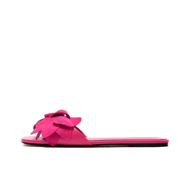 ZARA Rubber Sole Slide Slippers Women's Rose Red-0