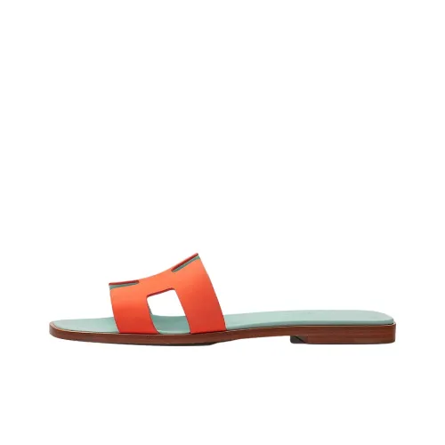 HERMES Oran Slide Slippers Women's Orange Green