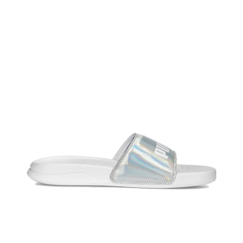 PUMA Popcat Rubber Sole Slide Slippers Women's White Silver-1