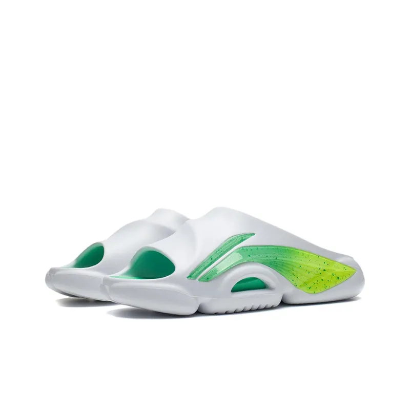 LiNing Speed 8 Quiet Slip Resistant Abrasion Resistant Slide Slippers Men's White Green-2