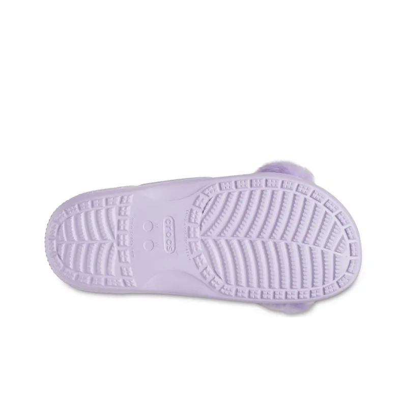 Crocs Classic Fur Sure Slip On Sandals 'Lilac' Women's-6