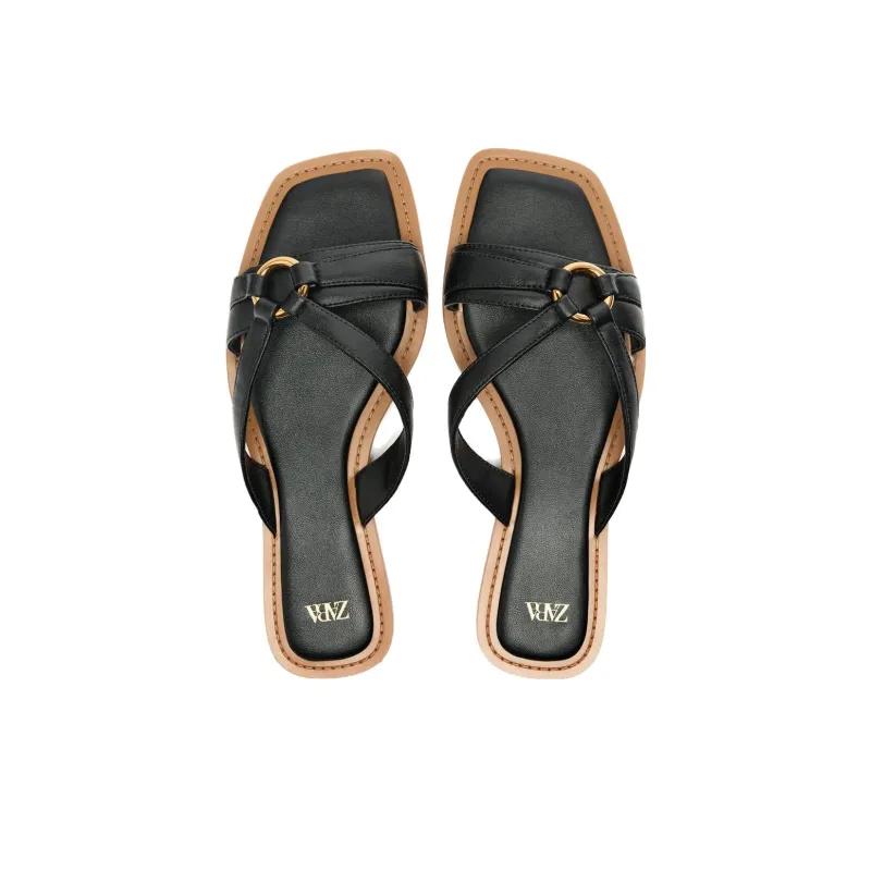 ZARA Rubber Sole Quick Dry Slide Slippers Women's Black-2