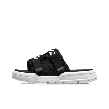 LiNing Rubber Sole Slide Slippers Women's Black White