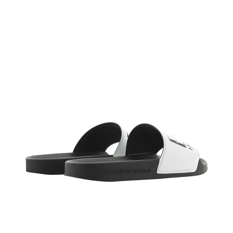 EMPORIO ARMANI Rubber Sole Slide Slippers Men's Black White-3