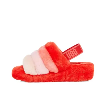UGG Fluff Yeah Slide Thick Sole Shoe Orange White Women's