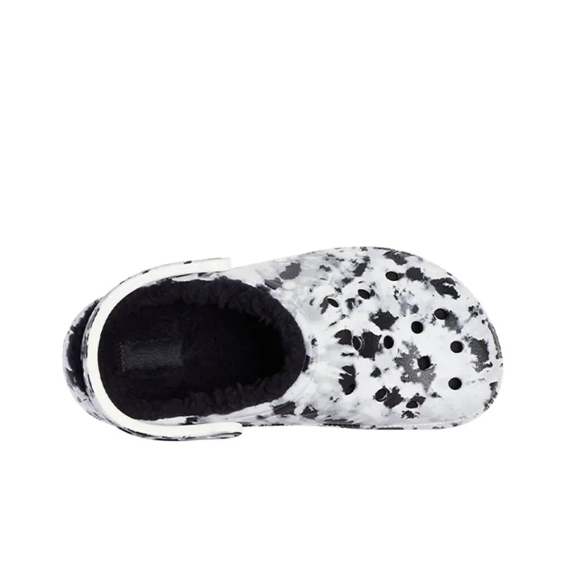 Crocs Baya Lined Clog Fleece Lined Unisex White Gray Slippers 'White Grey'-3