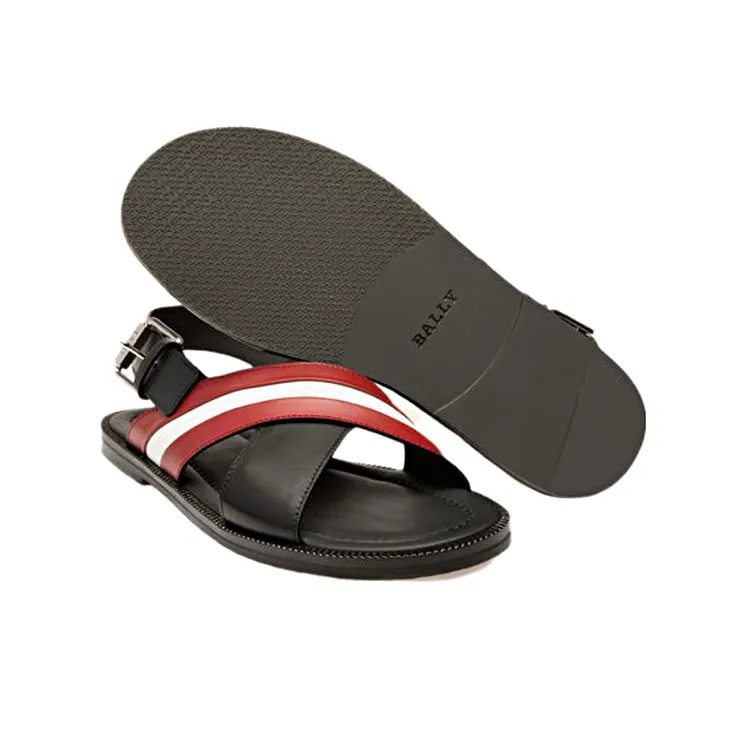 BALLY Jamilo One Strap Sandals Men's Black Red White-4