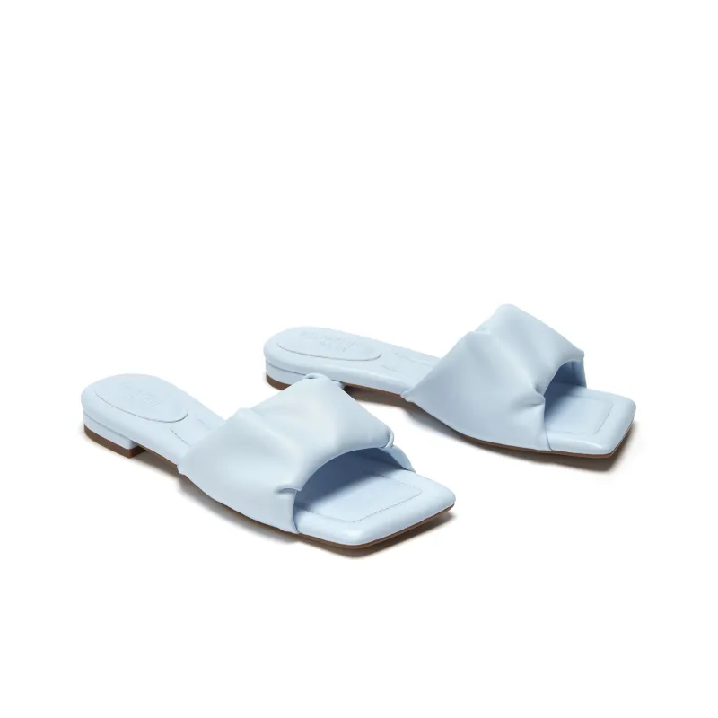 TOOMANYSHOES Slide Slippers Women's Ecru/Light Blue/Peach Red-4