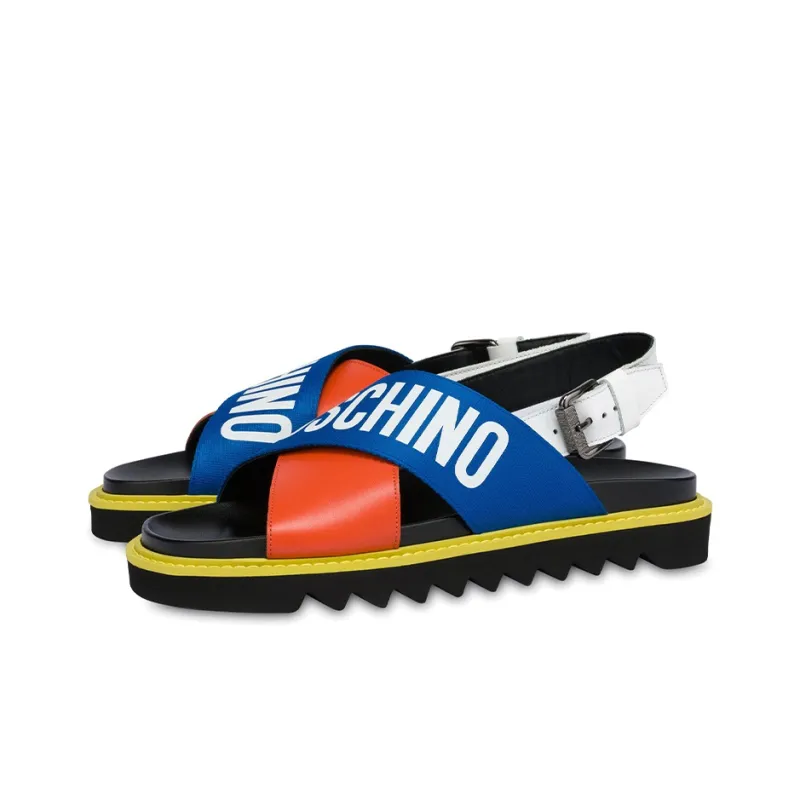 MOSCHINO Beach Sandals Men's Blue Orange White-2