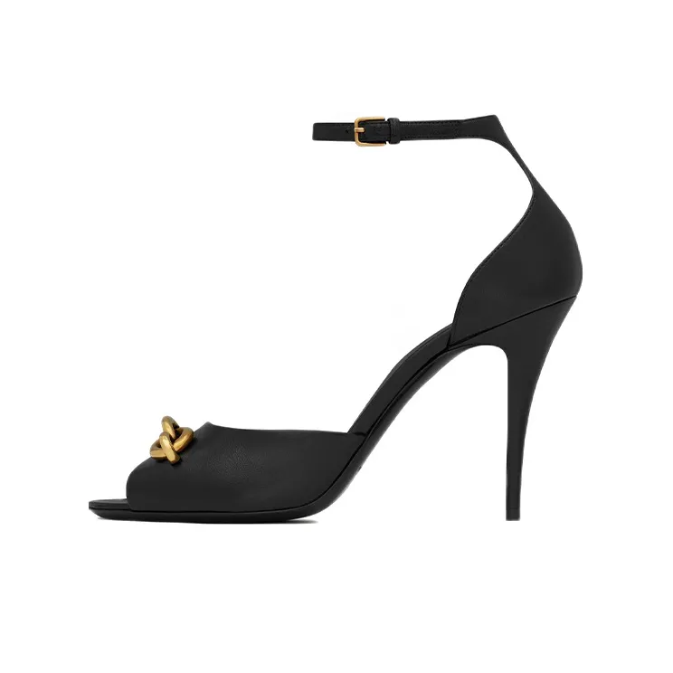 SAINT LAURENT Le Maillon Strap Sandals Women's Black-0
