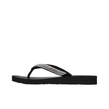 Skechers Meditation Rubber Sole Rhinestone Quiet Slide Slippers Women's Black