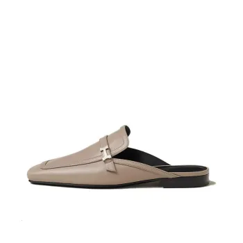 HERMES Groupie Wrap toe Slippers Women's Gray Yellow Beige