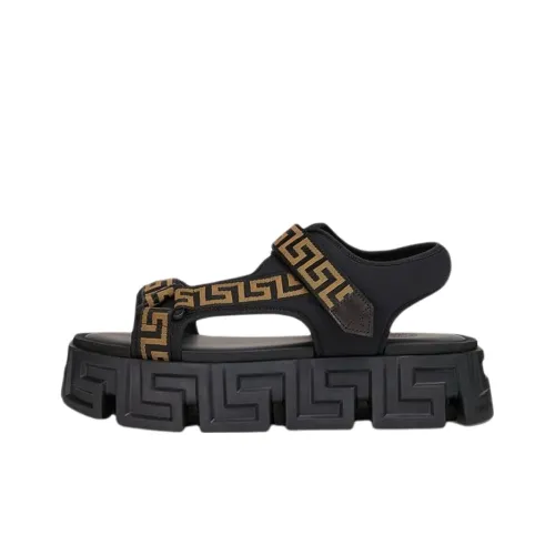 VERSACE La Greca Beach Sandals Men Black