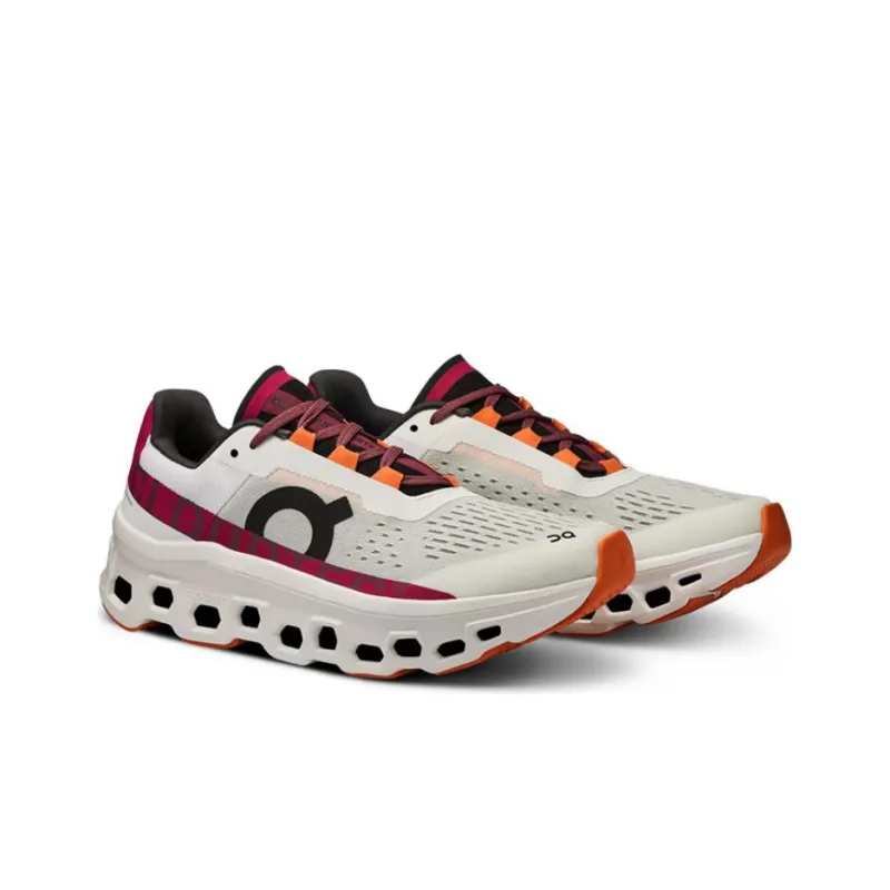 On CloudmOnster White Red Women's-2