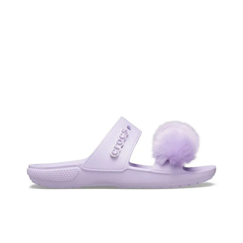 Crocs Classic Fur Sure Slip On Sandals 'Lilac' Women's-1