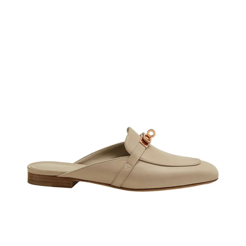 HERMES Oz Closed Toe Slippers Women's Milk Tea Gray-1