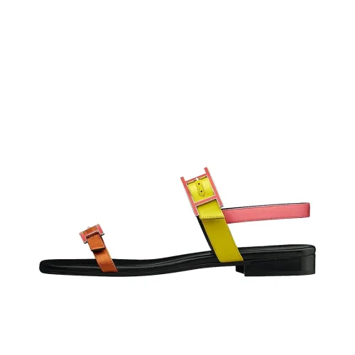 HERMES Strap Sandals Women's Black Yellow