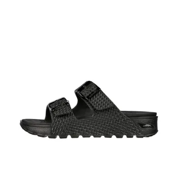Skechers ARCH FIT FOOTSTEPS Rubber Sole Slip Resistant Slide Slippers Women's Pure Black