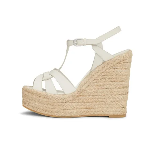 SAINT LAURENT Tribute 85mm Leather Espadrille Wedges