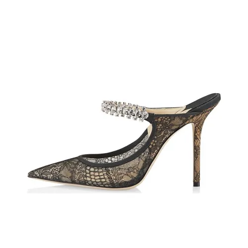 Jimmy Choo Bing 100mm Heeled Mule Black Lace