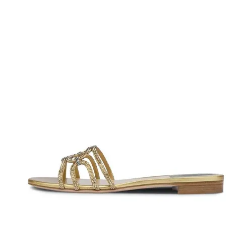 RENE CAOVILLA Slide Slippers Women's Gold