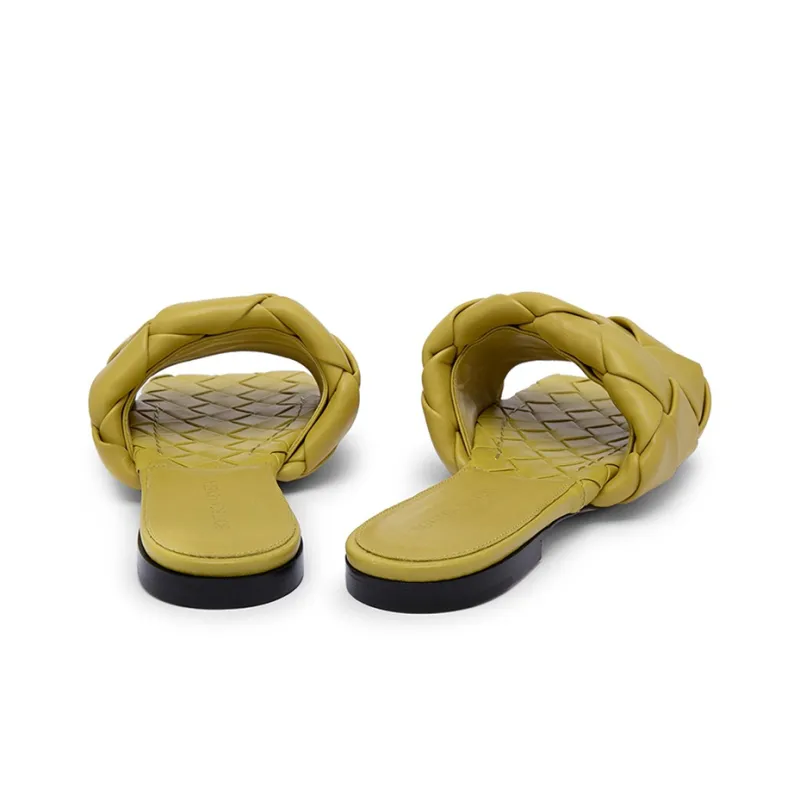Bottega Veneta Lido Slip Resistant Slide Slippers Women's Green-4