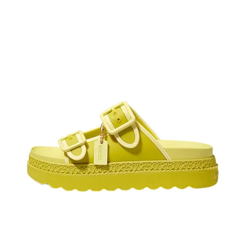 COACH Lucy Rubber Sole Slip-Resistant Slide Slippers Women's Yellow