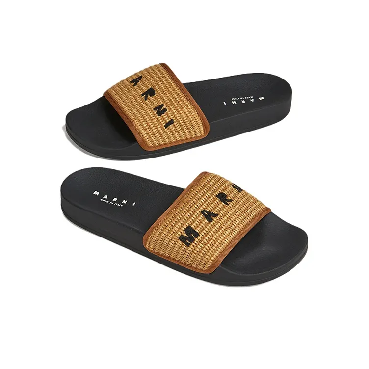MARNI Slip Resistant Slide Slippers Men's Black Brown-4