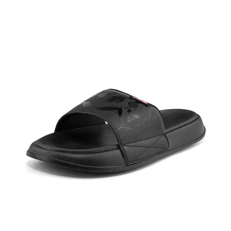 Kappa Kappa Player Series Rubber Sole Abrasion-Resistant Slide Slippers Unisex Black-1