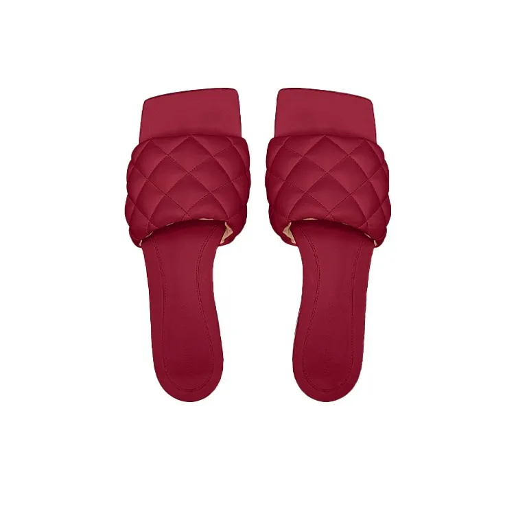 Bottega Veneta Padded Slide Slippers Women's Red-4