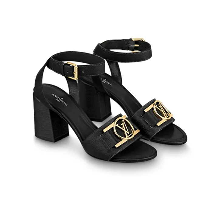 LOUIS VUITTON Lock It One Strap Sandals Women's Black-3