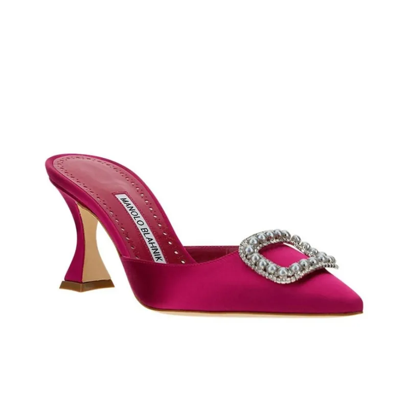 MANOLO BLAHNIK Slip Resistant Closed Toe Slippers Women's Fuchsia-2