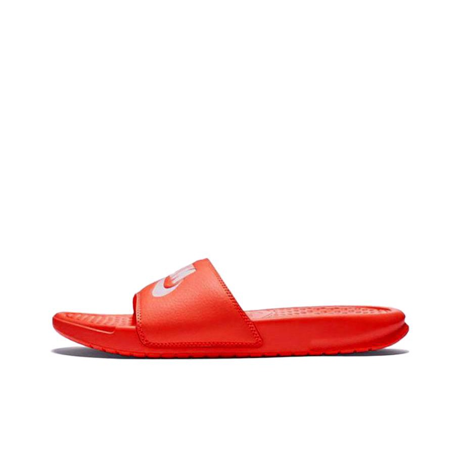 Orange nike benassi slides on sale