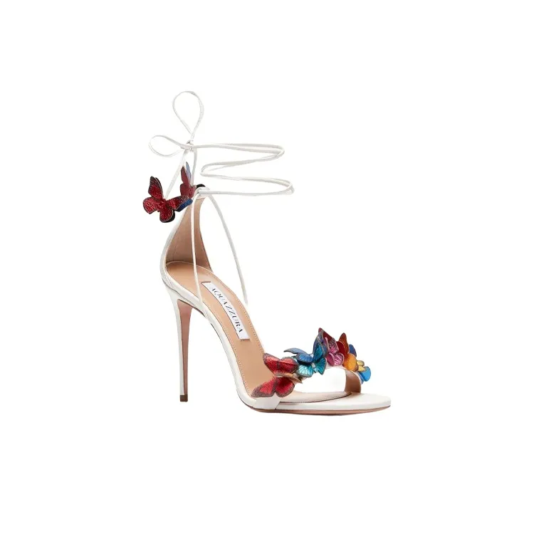 AQUAZZURA Papillon Sandal 105 Strap Sandals Women's White-2