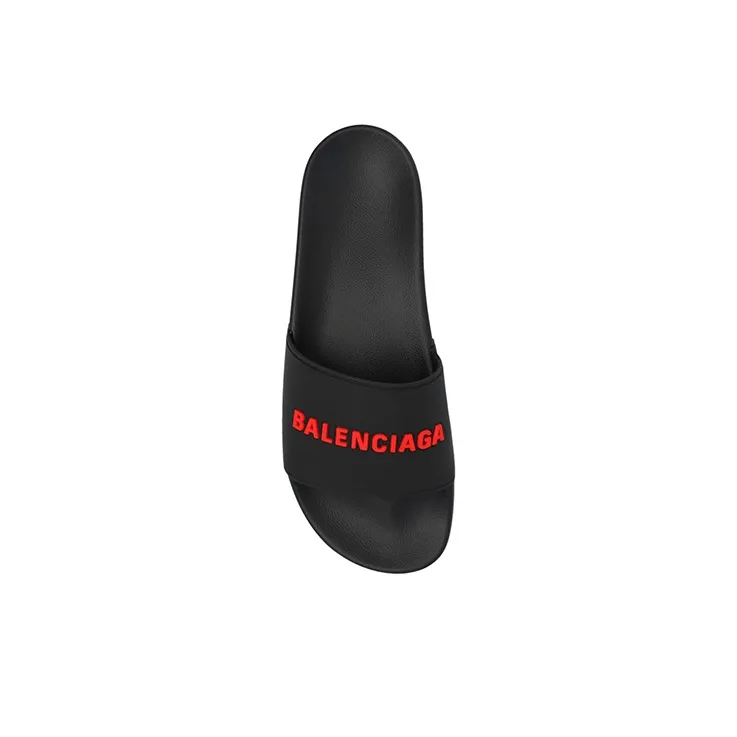 Balenciaga Pool Slides Black Red-4