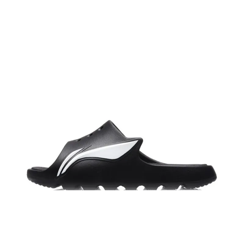 LiNing Rubber Sole Slide Slippers Men's Black White-0
